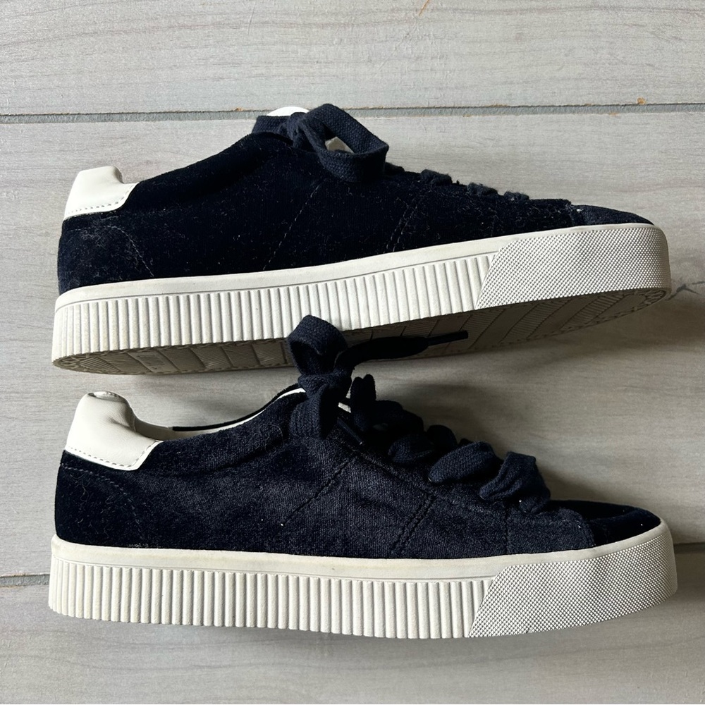 NWT Zara Velour Navy Tie Sneakers - Picture 9 of 9
